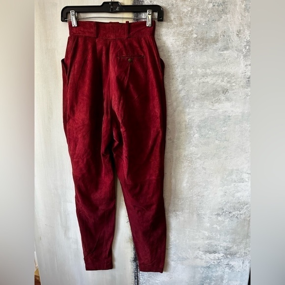 Vintage Red Suede Leather Pants XS - Picture 5 of 9